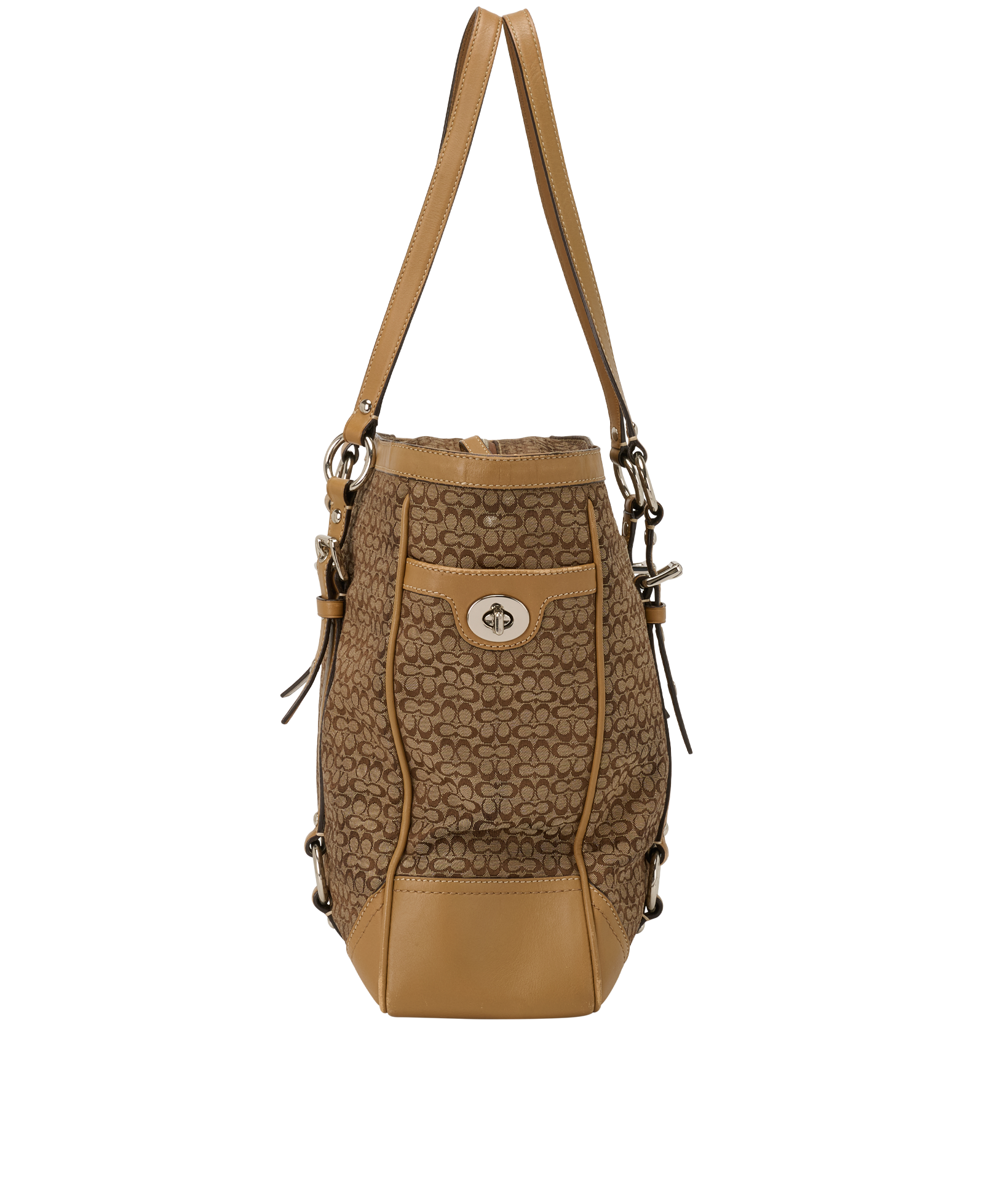 Signature Tote, &pound;150, Handbags, Brown, Canvas, Bottom view